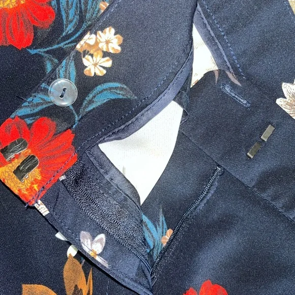Cynthia Rowley Navy Floral Trousers - Picture 6 of 7